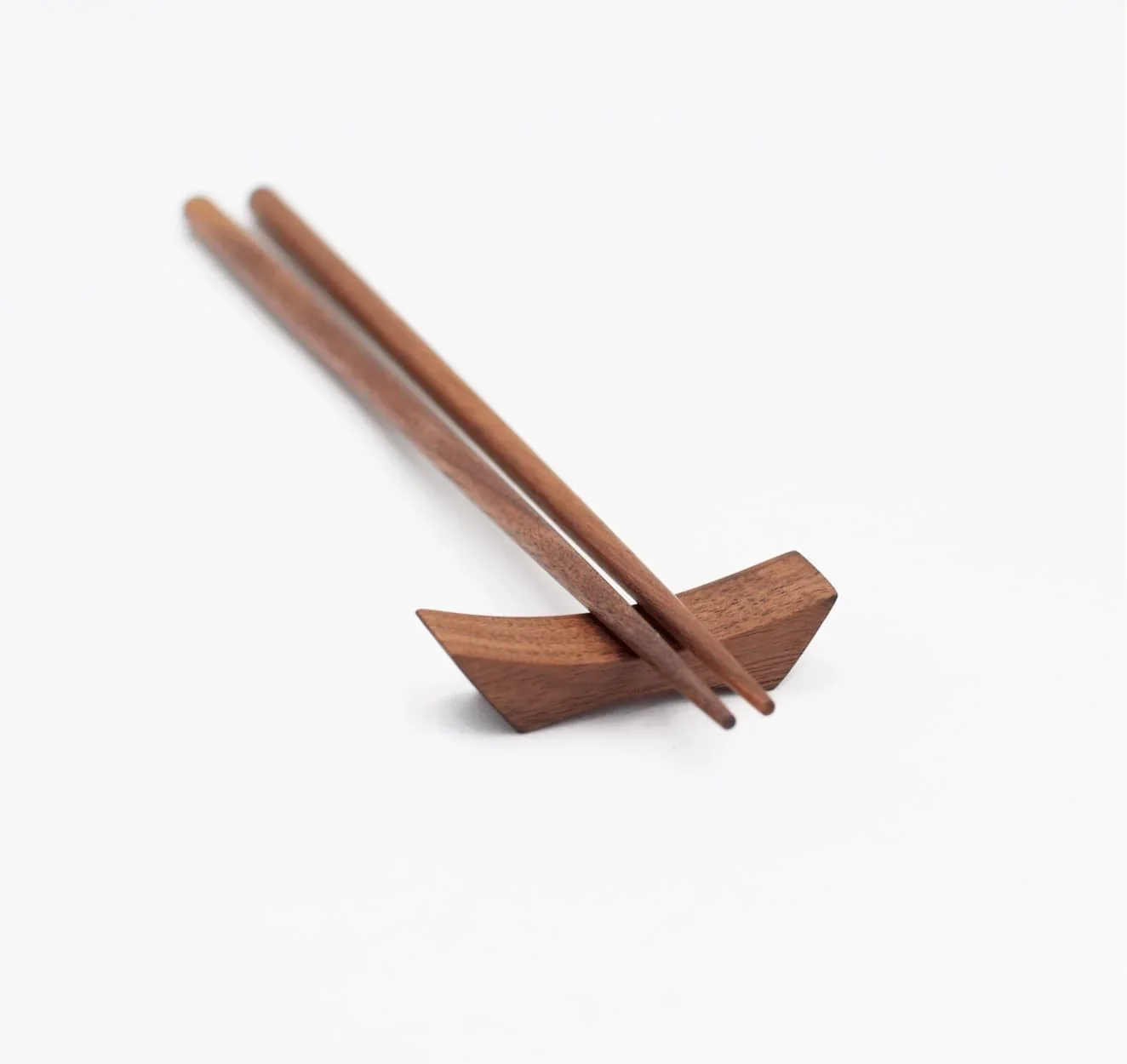 9″ WALNUT CHOPSTICKS AND REST SET