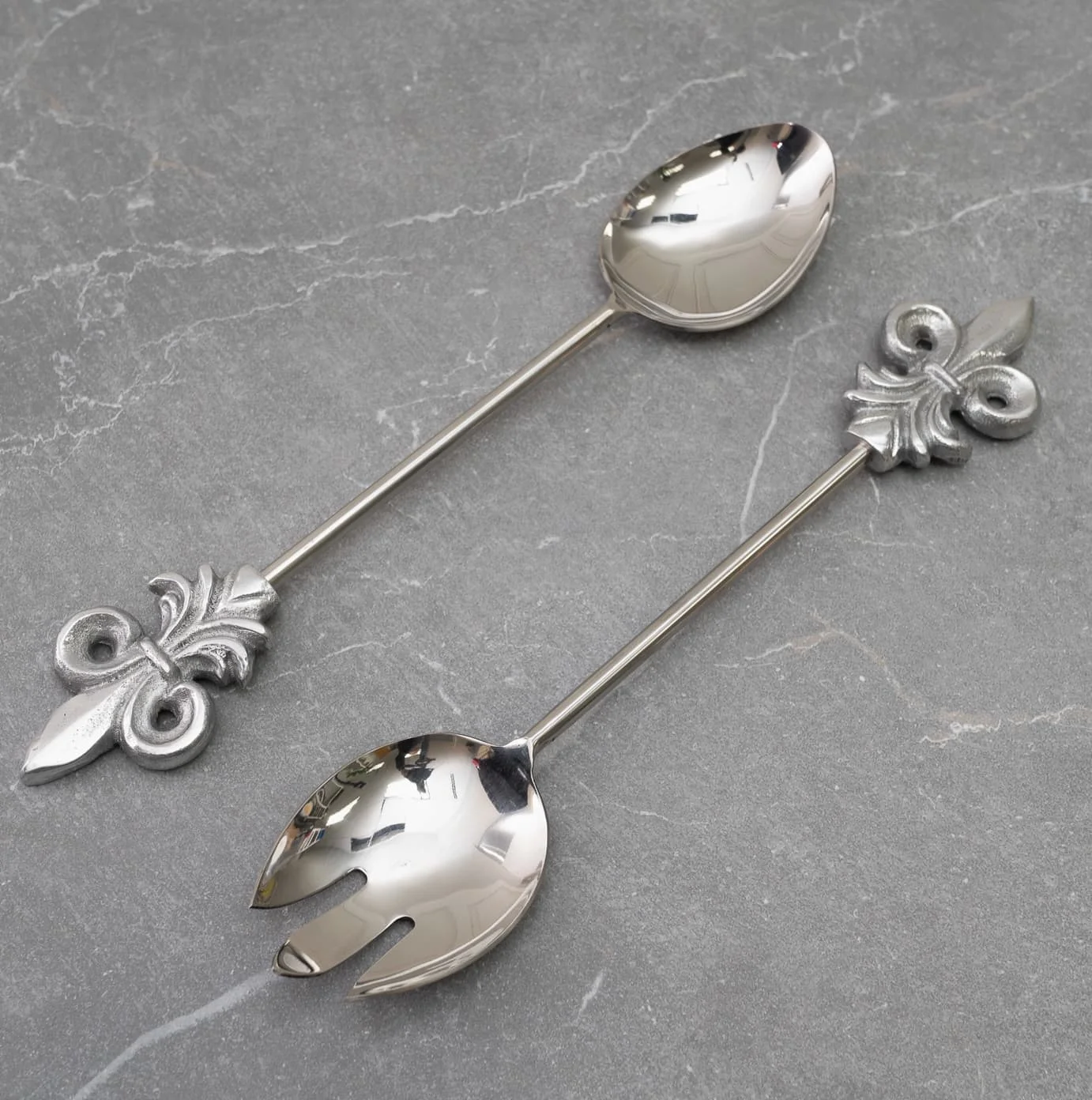 FLEUR DE LIS STAINLESS STEEL SALAD SERVERS