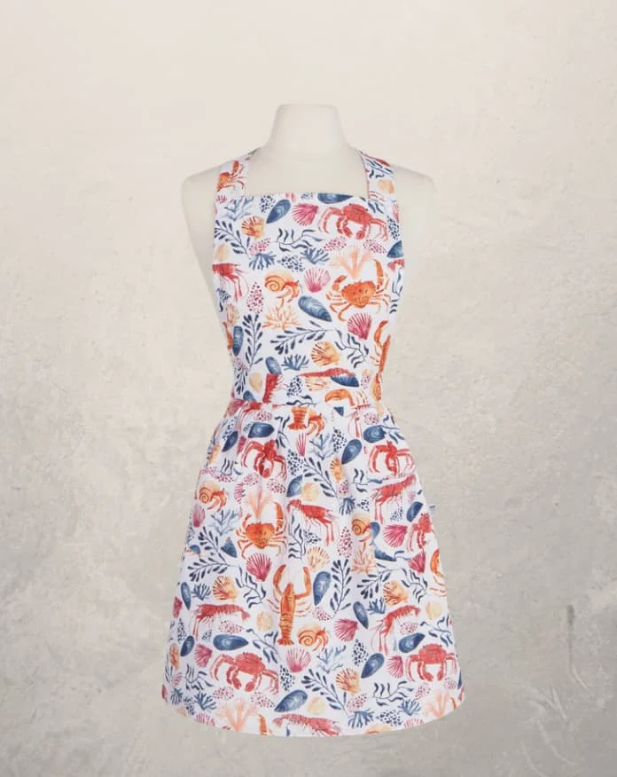 SEAFOOD PRINT COTTON APRON